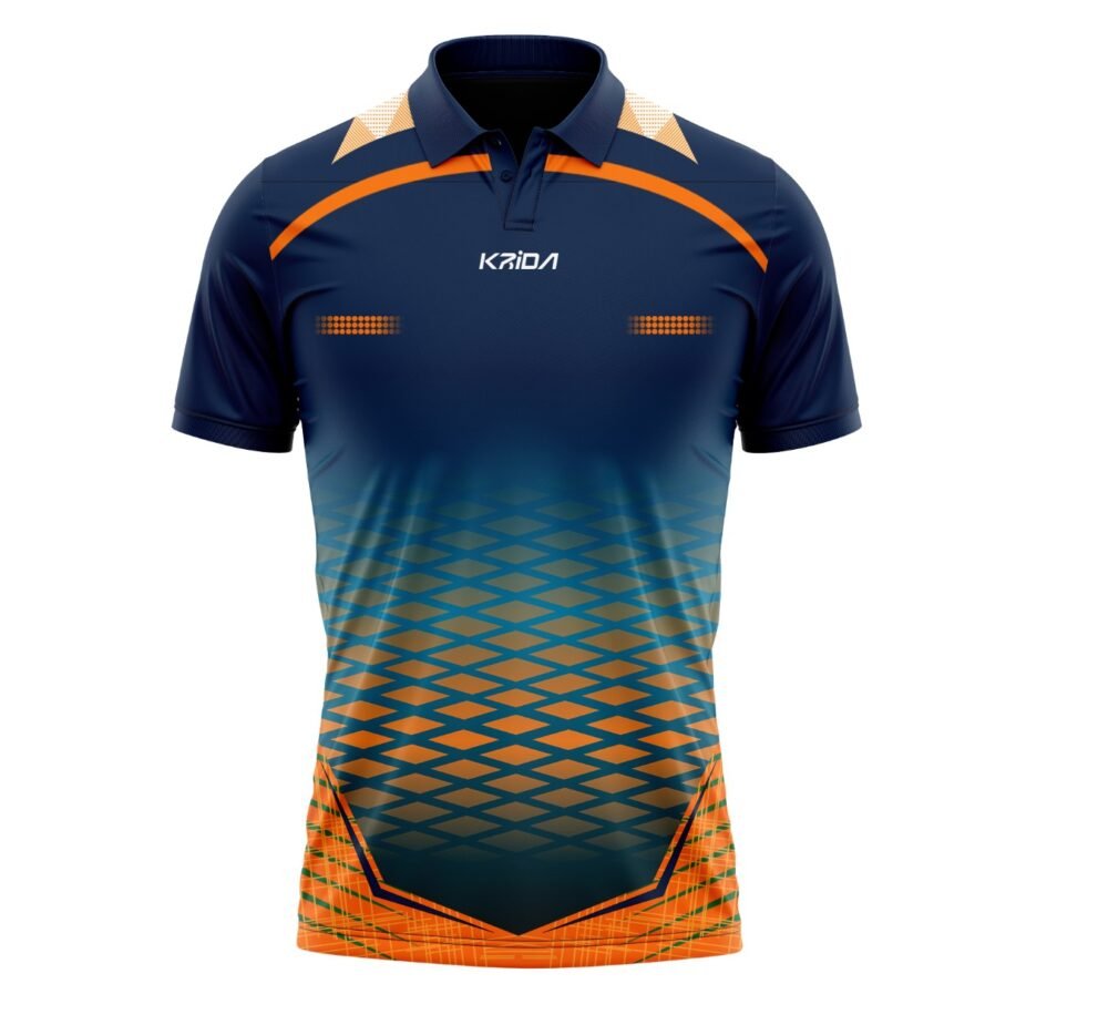 SportFlex Blue & Orange Cricket Polo