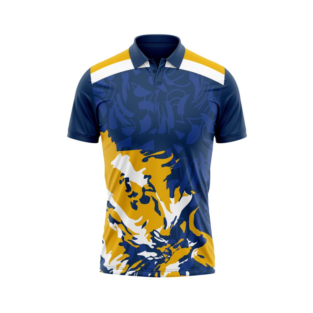 SportFlex Blue & Yellow Cricket Polo