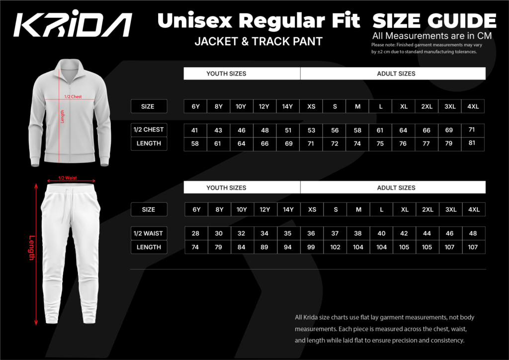 Tracksuit Size Chart